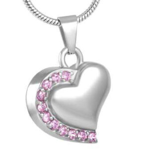 As Hanger Hart met Roze Steentjes inclusief bolletjes ketting