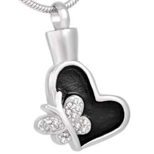 As Hanger Zwart Hart met Vlinder inclusief bolletjes ketting