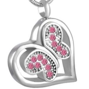 As Hanger Vlinder in Hart met steentjes inclusief bolletjes ketting